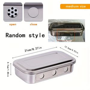 TEMU 스테인리스 스틸 소독 박스 (천공 뚜껑 포함), 소독 사각판, 요오드 기구 박스