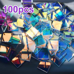 TEMU 100개 아크릴 시트, 3cm/1.2인치 무지개빛 레진 아트 타일, 선 캐쳐, 창문 장식, 할로윈 크리스마스 선물용 공예 용품