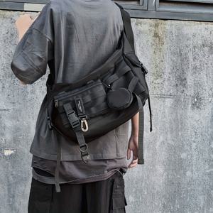 TEMU CAHVIN KOEINZ 남성용 일본식 크로스바디 백 - 조절 가능한 스트랩 & 포켓, 내구성 폴리에스터 벨트백, 여행 및 캐주얼 아웃팅에 적합 - 슬림한 블랙 기능성 가방|슬링백|여행용크로스백