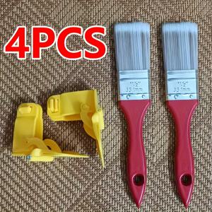 TEMU 4개입 헤비듀티 휴대용 페인트 브러쉬 (고정기포함) - 오일, 워터, 페인트용 내구성 플라스틱 듀얼 컬러 브러쉬, 벽, 천장, 트림용 엣지 팁 - DIY 및 전문가용 페인트 브러쉬