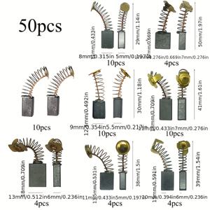 TEMU 50개 (8가지 사이즈) 고강도 그래파이트 카본 브러시 - 드릴 프레스, 원형 톱, 앵글 그라인더 호환 - 모터 유지보수용 교체용 브러시 (DIY 및 전문가용 드릴에 이상적)