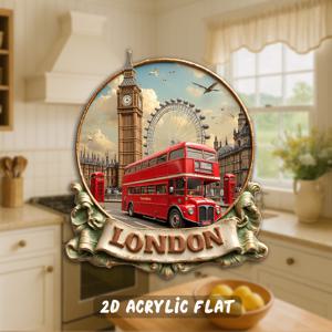 TEMU 1개 빈티지 런던 자석 냉장고 자석 - 빅 벤 & 레드 버스, 여행자를 위한 런던 랜드마크 장식, 영국 테마 집들이/크리스마스/생일 선물, 아이코닉 시계탑 & 버스가 있는 레트로 런던 포스터 디자인, 2D 평면