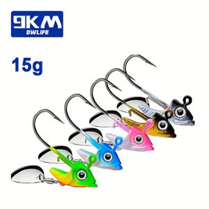 TEMU 9/10개 9KM DWLIFE 웨이트 낚시바늘 - 바이오닉 피쉬 헤드 & 시퀸 납 헤드, 고강도 고탄소강 날카로운 바늘, 잡초/바닥 낚시용 웨이트 소프트 베이트 - 단단한 바늘, 민물/바닷물 낚시용 장비