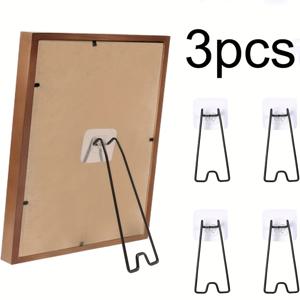 TEMU 스테인리스 스틸 액자 스탠드 - 자가 접착식 높이 조절 가능 (5.9.2인치), 고강도 금속 디스플레이 스탠드, 세련된 블랙, 디자인, 홈 데코, 미술 전시회, 사무실, 사진 전시, 다용도 디스플레이, 모던 데코