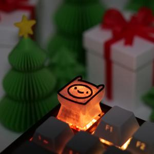 TEMU 어드벤처 타임 핀 (Finn) 인물 키캡 - 초록색 투명 기계식 키보드 키캡, Cherry MX 호환, 귀여운 만화 디자인, 크리스마스 선물로 완벽, 장난기 넘치는 디자인