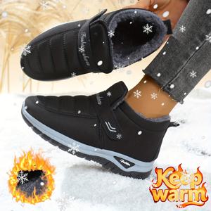 TEMU 여성용 겨울 따뜻한 플록 숏 부츠 - 블랙/레드 앵클 부츠, 패브릭 어퍼 & PVC 밑창, 추운 날씨, 여행, 야외 활동에 적합한 편안한 라운드 토, 가벼운 따뜻한 선물, 일상 착용 (손세탁 가능)