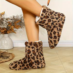 TEMU 여성 플러시 프린트 부츠 | 부드러운 플러시 안감 및 밑창, 편안한 겨울 실내 신발, 이상적인 선물, 손세탁 또는 전문가용 드라이 크리닝, 캐주얼 스타일