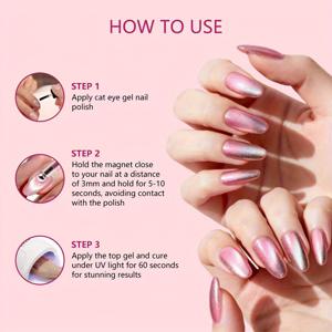 TEMU 고양이 눈 네일 펜용 양방향 자석 | 젤 폴리쉬, 살롱 & 네일 데코레이션용 강력한 ABS 자석 비즈, 핑크