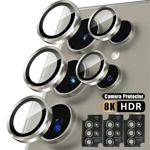 TEMU 삼성 갤럭시 S25 S24 S23 S22+ 울트라 플러스 에지 FE 호환 메탈 렌즈 링 유리 카메라 보호 커버 3개입, 고화질 강화 유리 재질