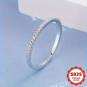 TEMU 1 S925 실버 우아한 반지 | 합성 지르코니아의 독특한 디자인으로, 및 선물용으로 적합하며 모든 계절에 잘 어울립니다.