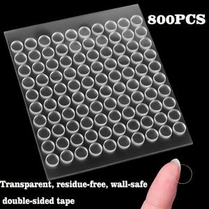 TEMU 800개 양면 접착 도트 | 투명 접착 글루 원형 포인트 스티커 (공예용), 수제 공예용 크래프트 폼 테이프, 퍼티 투명 스티키 태크 소형 스티커 (미술용), 플라스틱, 유리, 금속, 돌 표면에 적합, 최대 1kg 하중 지지