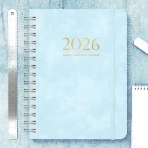 TEMU PU2026 패션 가죽 플래너, 학생용 노트북/비즈니스 저널/스타일리시한 업무 및 학습 생산성 세트, 크리스마스 선물로 완벽