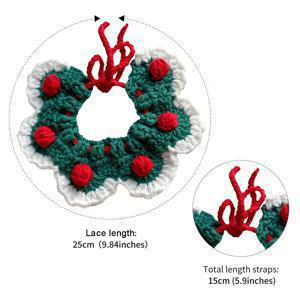 TEMU 크리스마스 고양이 목걸이 애완동물 스카프 | 핸드메이드 부드럽고 편안함, 길이 조절 가능, 고양이 및 강아지용 귀여운 액세서리, 및 파티에 적합, 니트 폴리에스터 원단 - 크리스마스 드레스
