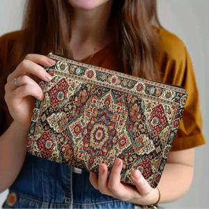 TEMU 1 레트로 에스닉 스타일 수납백, 정교한 패턴, 일상 소품 정리, 여행용 캐리어, 문학 애호가 추천, 레트로 스타일 애호가, 내구성 원단, 수납백 카테고리, 에스닉 스타일 히트