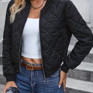 TEMU 가을 신상 스탠드넥 체크 슬림핏 가벼운 코트 블랙