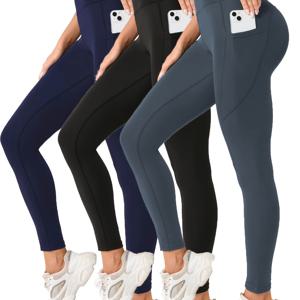 TEMU 여성용 하이웨이스트 복부 보정 엉덩이 리프팅 피치힙 스포츠 피트니스 레깅스, 신축성 높은 누드 느낌 요가 팬츠 3가지 색상 3개 세트
