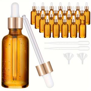 TEMU 24개 빈 유리 스포이드 병 세트, 각 1Oz/30Ml, 향수 리필 및 에센셜 오일 또는 화장품 보관에 적합. 피펫과 다양한 여행용 추가품 포함.