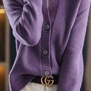 TEMU 새로운 스타일 단색 다용도 라운드넥 경량 루즈핏 미디 스리브 가디건