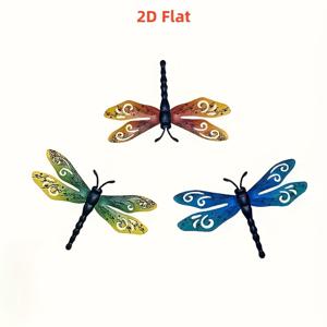 TEMU 2D 평면, 3개, 메탈 잠자리 벽 장식, 대형 사이즈 14인치, 야외 정원 울타리 예술, 거실, 침실 및 웨딩 장식용 장식, 방 꾸미기
