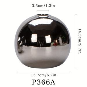 TEMU 새로운 수제 세라믹 꽃병, 고온 굽기, 실버 및 골드 스타일의 세련된 원형 디자인. 신선한 꽃 물주기, 수경에 적합하며, 이 창의적이고 고급스러운 장식품은 거실, 현관에 우아함을 더합니다.