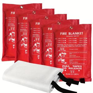 TEMU 홈 주방 비상 소방용 담요 - 5개 세트 - 유리섬유 내화성 담요, 벽난로, 자동차, 사무실, 창고에 완벽