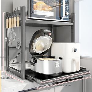 TEMU 조절 가능한 풀아웃형 전자레인지 및 가전제품 수납 랙 - 에어프라이어, 커피 머신 등에 적합한 다용도 주방 정리함 - 튼튼한 금속 구조로 제작.