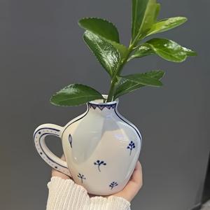 TEMU 세라믹 양면 핸드페인팅 꽃병 (받침대 포함) - 현대적인 테이블 센터피스, DIY 꽃화분, 웨딩 & 파티 장식용, 핸드페인팅 도자기 꽃병 / 인공 꽃, 공예 & 장식용|화분