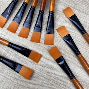 TEMU 10pcs 플랫 페인트 브러시 워터 컬러 아크릴 페인트 브러시 합성 나일론 크래프트 브러시 페인팅 오일 미니 크래프트|아크릴물감