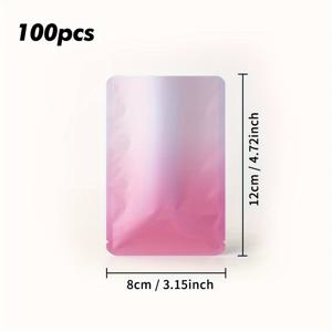 TEMU 100개 그라데이션 플랫 옐로우 & 핑크 3면 밀봉 알루미늄 포일 백, 양면 차광 알루미늄 포일 백, 마스크 샘플 포장 백, 블라인드 박스 포장 백, 파우더 & 액체 분량 포장 백|KF94마스크