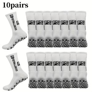 TEMU 10 쌍의 실리콘 비끈 타월 바닥 두꺼운 축구 양말, 스포츠, 축구, 하이킹, 농구, 야외 스포츠, 내구성 마찰, 통기성 및 비끈 문자 양말에 강한 그립이 있습니다.