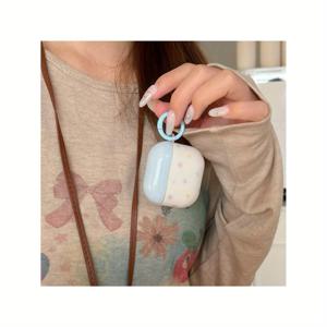 TEMU 심플 디자인 블루 커버 컬러 XINGX 일러스트 에어팟 케이스 브레이슬릿 세트 - AirPods Pro 2 / AirPods Pro / AirPods 4 / AirPods 3 / AirPods 2 호환