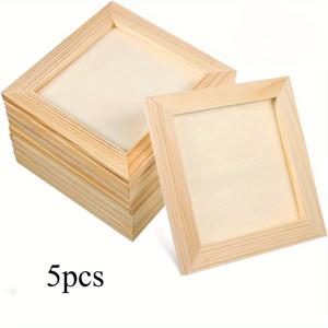 TEMU 5pcs 미완성 나무 사진 프레임 - DIY 크래프트 준비, 자연 목재 마감, 내구성 있는 복합 재료, 사무실 장식 및 미니어처 작품을 위한 사각형 디스플레이, 미니어처 디스플레이 프레임|자연 목재 마감|내구성 있는 복합 재료, 사진 프레임 장식