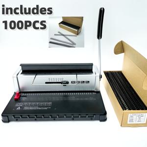 TEMU 와이어 바인딩 머신, 34홀 디자인, 조절 가능한 간격, A4/A5 사이즈에 적합, 수제본 제작 가능, 100개의 스틸 링 포함