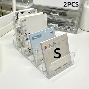 TEMU 2개 투명 스티키 노트 카드 홀더, 다중 구획이 있는 데스크탑 엽서 정리함, 인사말 및 포스트카드를 위한 공간 절약 디자인, 설치가 쉬움, 사무실이나 교실 조직에 적합한 책상용 카드 클립, 학생 백투스쿨 용품