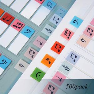 TEMU 500장 투명 음표 스티커 메모지 컬러코드 탭 - 사무실, 학교용 PET 재사용 가능 인덱스 탭, 음악 계획 - 음표 및 쉼표 기호, 직사각형 접착 페이지 마커, 음악 표기 도구, 정리, 재미있는 디자인, 내구성 있는 문구류|편지지