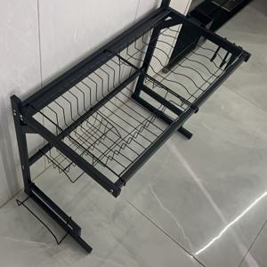 TEMU 1pc 스테인레스 스틸 싱크 디시 랙 - 분리 가능한 도구 홀더와 배수판이 있는 이중층 주방 보관 랙, 공간 절약형 카운터 탑 정리기, 가정 및 식당 사용에 적합, 쉬운 조립 디자인, 녹방 방지 내구성 있는 재질, 아파트 생활에 필수, 랙|식기건조대