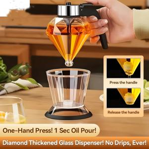TEMU 디자인의 물방울 방지 유리 꿀 디스펜서가 있는 꿀병, 시럽, 설탕, 소스 및 조미료에 적합 - (200 밀리리터)