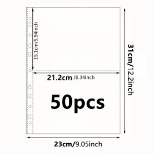 TEMU A4 투명 플라스틱 바인더 30/50개입, 사진, 스크랩북, 동전 수집, 미술 보관에 적합한 클로저가 있는 직사각형 사진 앨범 삽입 페이지, 부활절.