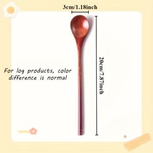 TEMU 내구성 강한 나무 긴 손잡이 식기 세트 (3개) - 숟가락, 티스푼, 우유 꿀 수프 스푼, 주방용품