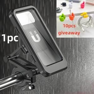 TEMU 1개 휴대폰 홀더, 방수 자전거 및 오토바이용 휴대폰 홀더 - 스크린 커버 포함, 10개 소형 후크 포함 | ABS 재질, 자기식 디자인, 텔레스코픽, 방수 자전거 및 전기자전거 내비게이션 홀더|전기자전거