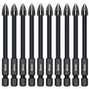 TEMU 10개 세트 헤비듀티 타일 드릴 비트 - 카바이드 팁 드릴 비트 (도자기, 유리, 대리석, 타일, 거울용) - 전문가 및 DIY 사용 가능 - 전동 드릴 호환 - 정밀 드릴링, 유리 드릴링, 스크루드라이버 비트, 고성능 비트, 홈 리노베이션용