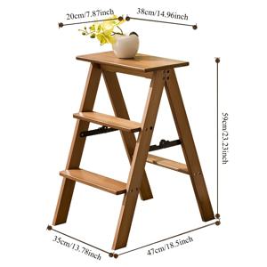 TEMU 다기능 삼단 접이식 스텝 스툴 - 휴대용 두꺼운 대나무 사다리, 주방, 거실, 침실, 야외 사용에 적합 - 천연 대나무 결 표면 마감, 발받침대나 집들이 선물로 완벽. 이 가정용 사다리는 집/사무실/도서관/카페와 같은 다양한 환경에 이상적이며, 6가지 다른 공간에 탁월한 선택입니다