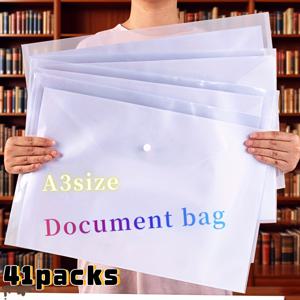 TEMU 41개입 - 두꺼운 A3 대형 투명 문서 홀더 (고정 장치 포함), 시험 자료 보관, 정리 아카이브 가방, 대용량, 8K 용지, 스케치북, 보관 파우치