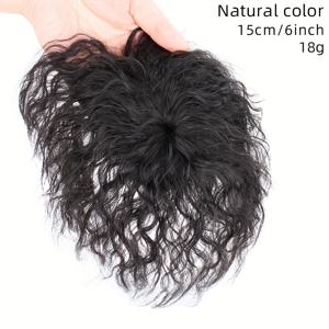 TEMU 여성용 가발, 볼륨을 위한 상단 헤어피스, 흰머리를 위한 심리스 커버, 부드럽고 가벼운 컬을 가진 실제 모발로 제작.