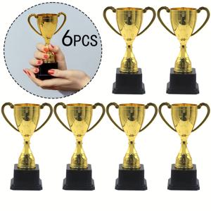 TEMU 6개 미니 대형 금색 별 트로피 | 5.31인치 PP 플라스틱 컵, 파티 선물, 수상, 스포츠 경기에 적합