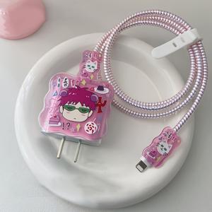 TEMU 사이타마 나나세 디자인 18 20W 고속 충전기 보호 케이스, 아이폰 15 14 13 12 11 호환 케이블 정리 보관함