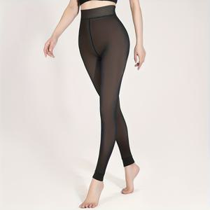 TEMU 4가지 사이즈, 가을/겨울용 블랙 플러스 사이즈 여성 양말, 따뜻하고 패셔너블한 앵클 팬츠 디자인, -5℃~15℃ 기온 야외 활동에 적합