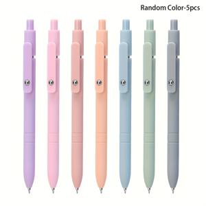TEMU 모란디 컬러풀 젤펜 5개입, 0.5mm 검정 잉크 펜 미세 팁 부드러운 필기, 리트랙터블 펜 저널링 노트 필기용, 여성 교사 학생 간호사 사무실 학교 용품 선물