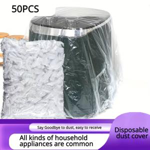 TEMU 50개 대형 플라스틱 먼지 커버 - 청소기, 전자레인지, 오븐, 냉장고용 두꺼운 방수 PP 탄성 보호 커버, 내구성 있는 일회용 가전제품 및 전자기기 보관용 커버