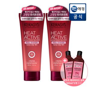 TEMU 케라시스 히트액티브 극손상 노워시 트리트먼트 220ml*2개 + 손상모 샴푸 180ml*2개 증정